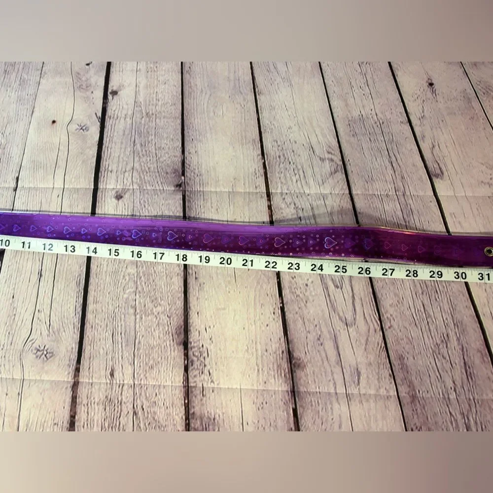 Iridescent Purple Silver Oil Slick Heart 90s Rave Club Plastic Wide Retro Belt